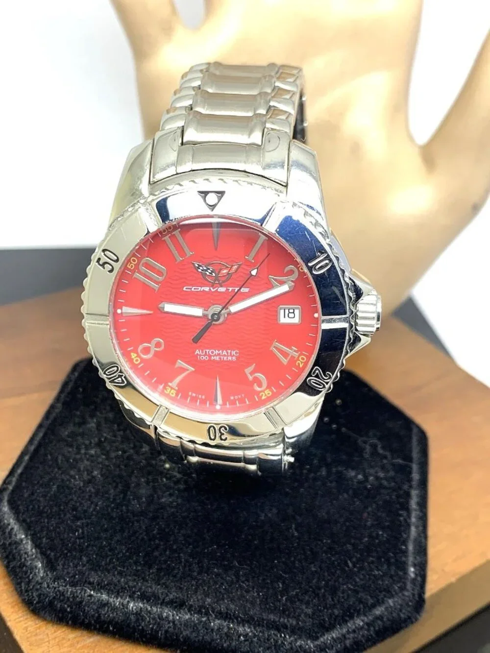 Chevrolet Corvette Men's Watch Red Dial Swiss Automatic Stainless Steel 40mm